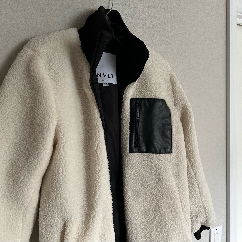 NVLT Cream and Black Sherpa Jacket